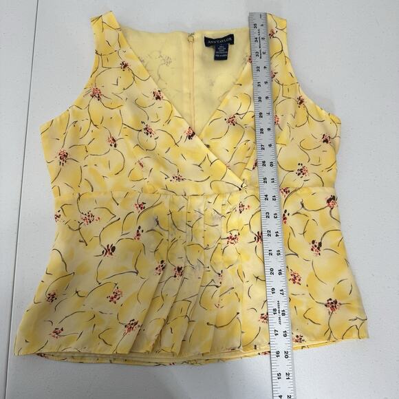 Vintage Ann Taylor Womens Top 4 Yellow Silk Floral Babydoll Dainty Fairy Y2K 90s - Picture 6 of 10